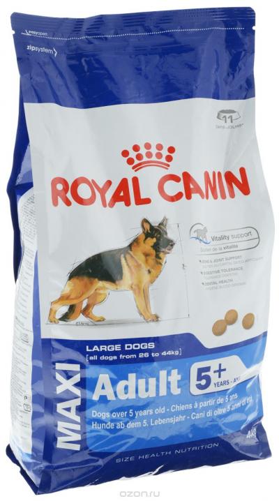 Корм для собак Royal Canin MAXI ADULT 5+ 4000 г. купить в Новокузнецке недорого с доставкой