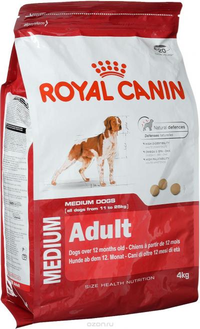 Корм для собак Royal Canin MEDIUM ADULT 4000 г. купить в Новокузнецке недорого с доставкой