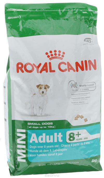 Корм для собак Royal Canin MINI ADULT 8+ 4000 г. купить в Новокузнецке недорого с доставкой