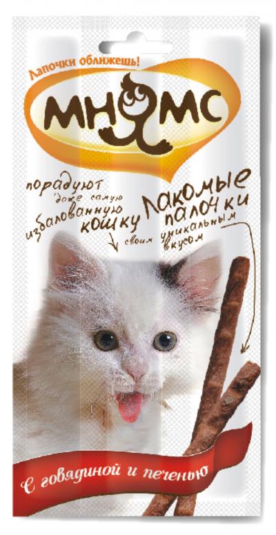 Корм Мнямс для кошек Мнямс для кошек колбаски говядина, печень 45 гр купить в Новокузнецке недорого с доставкой