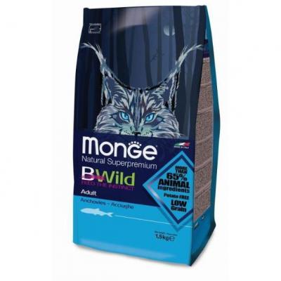 Корм Monge для кошек Monge Cat Bwild  анчоус 1,5 кг купить в Новокузнецке недорого с доставкой
