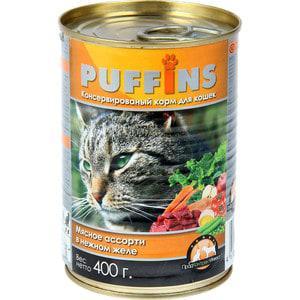 Корм Puffins для кошек Puffins кусочки в желе мясное желе 400 гр