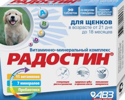 Витамины Радостин таблетки для щенков 90 шт купить в Новокузнецке недорого с доставкой
