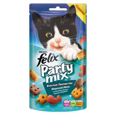 Вкусняшки для кошек Purina Felix Party Mix Морской микс 60 гр купить в Новокузнецке недорого с доставкой