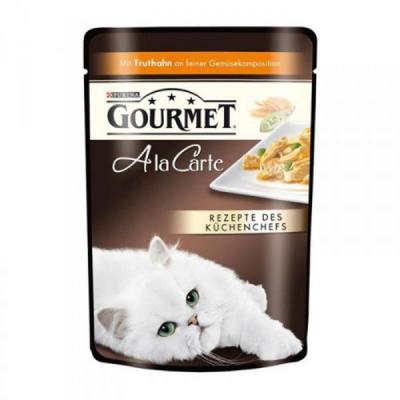 Вкусняшки для кошек Purina Gourmet Ala Carte Индейка с овощами кусочки в подливе 85 гр
