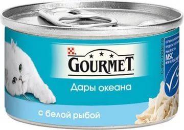 Вкусняшки для кошек Purina Gourmet Дары океана Белая рыба кусочки в соусе 85 гр купить в Новокузнецке недорого с доставкой