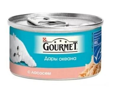 Вкусняшки для кошек Purina Gourmet Дары океана Лосось кусочки в соусе 85 гр купить в Новокузнецке недорого с доставкой
