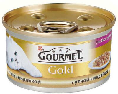 Вкусняшки для кошек Purina Gourmet Gold "Двойное удовольствие" Утка и Индейка кусочки в соусе 85 гр купить в Новокузнецке недорого с доставкой
