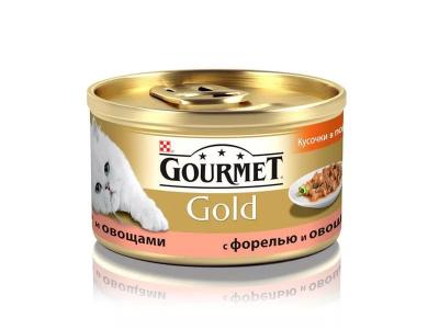 Вкусняшки для кошек Purina Gourmet Gold Форель и овощи кусочки в подливке 85 гр купить в Новокузнецке недорого с доставкой