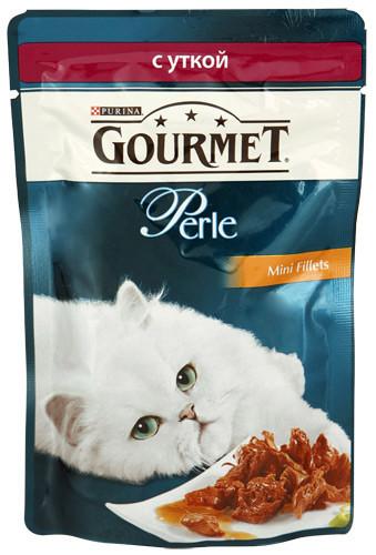 Вкусняшки для кошек Purina Gourmet Perle Утка мини-филе в подливе 85 гр купить в Новокузнецке недорого с доставкой
